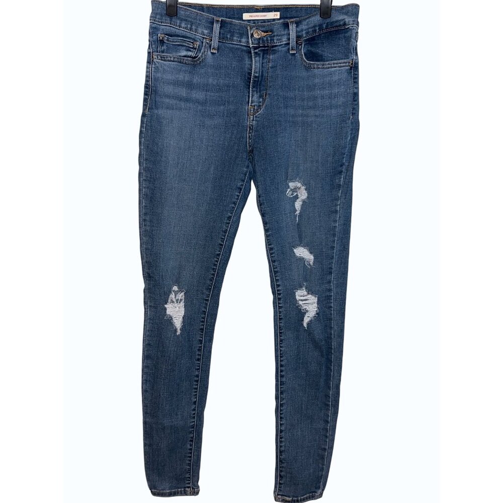 Levi’s 710 Super Skinny Distressed Mid-Rise Stretch Jeans Size 29